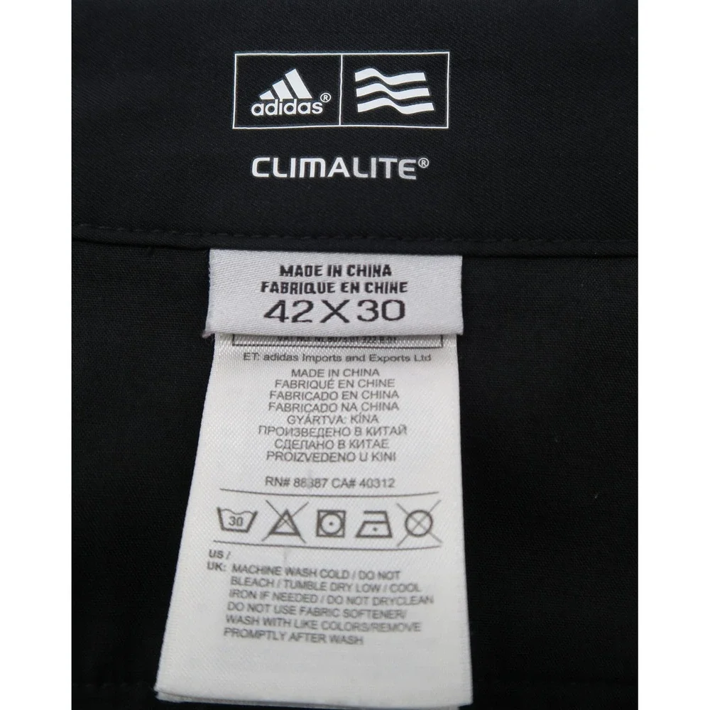 Adidas Climalite Mens Golf Pants Black Flat Front 42x30 RN 88387